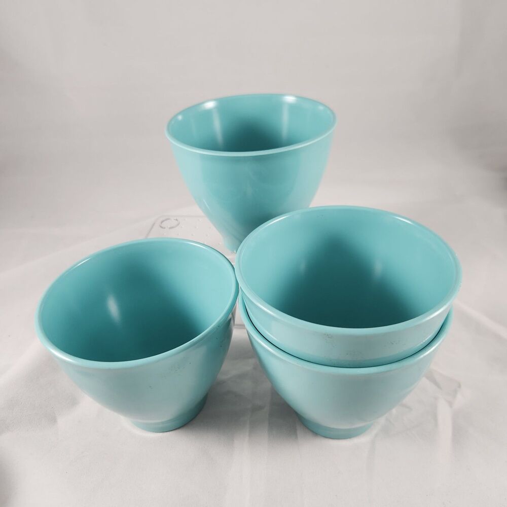 Set of 4 Russel Wright Melamine 1950's Turquoise Tumblers 10 oz 3.25 inches tall